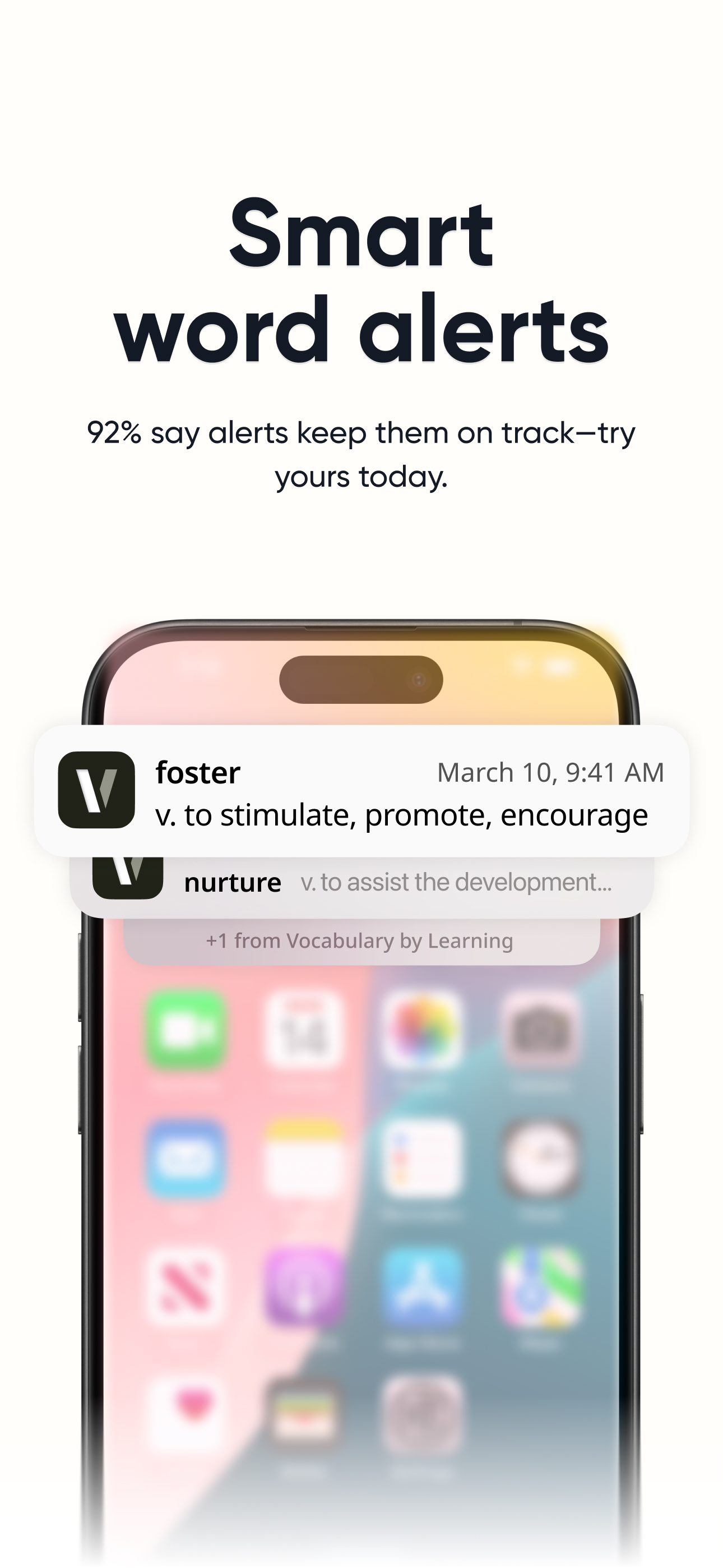 Smart word alerts — notifications that keep you on track